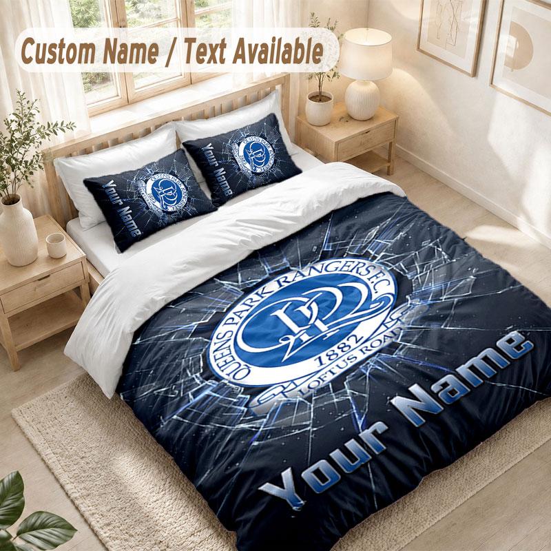 Custom Name Bedding Set 3 PiecesQueens Park Rangers FC Print Duvet Cover + 2 Pillowcases Soft Bed Decor