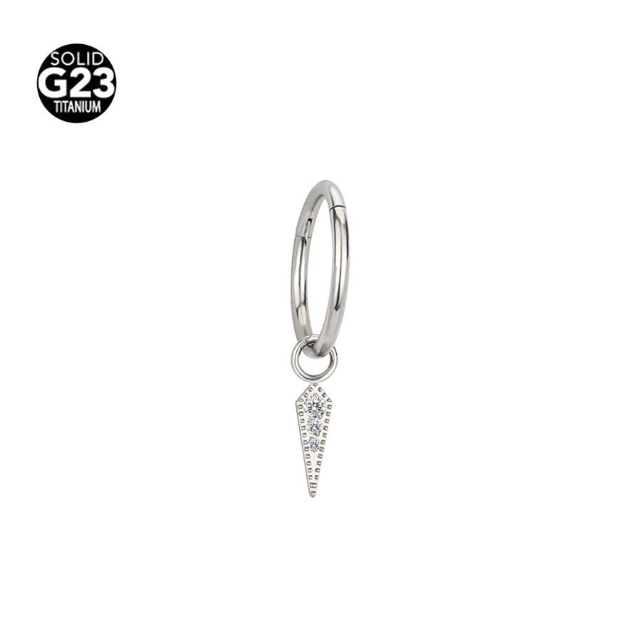 F136 Titanium Nose Ring Earring with Marquise Pendant - 1.2/1.0 Gauge Cartilage Stud Piercing Jewelry