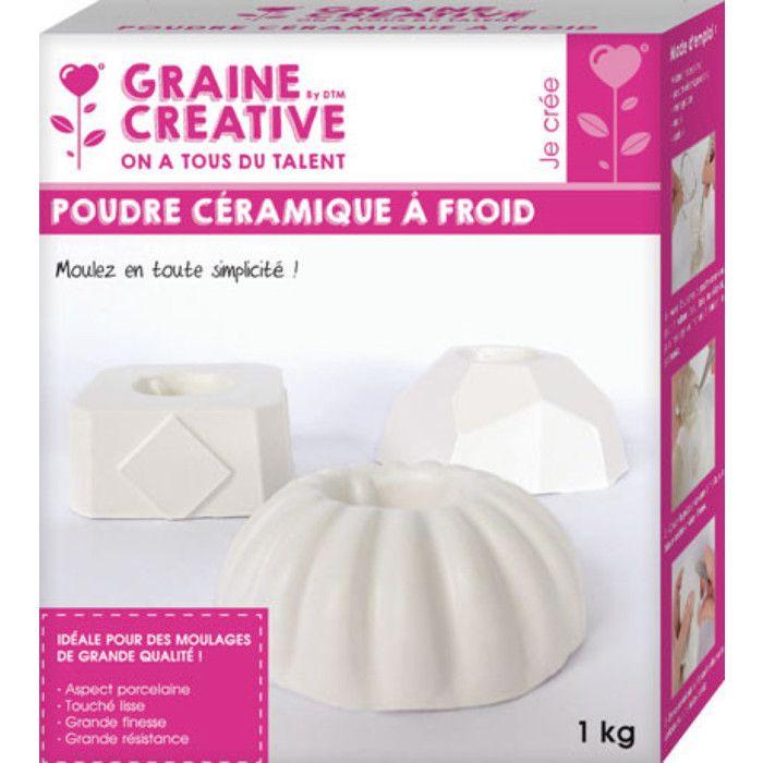 Kall keramikpulver - GRAINE CRÉATIVE - 1 kg - Färg vit - Exakt gjutning - Blandat