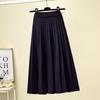 Autumn and Winter High Waisted Knitted Skirt for Women Mid Length Pleated Skirt