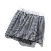 Men's Gingham Check Casual Shorts – Elastic Drawstring Waist Pocket Shorts for Summer Daily & Streetwear