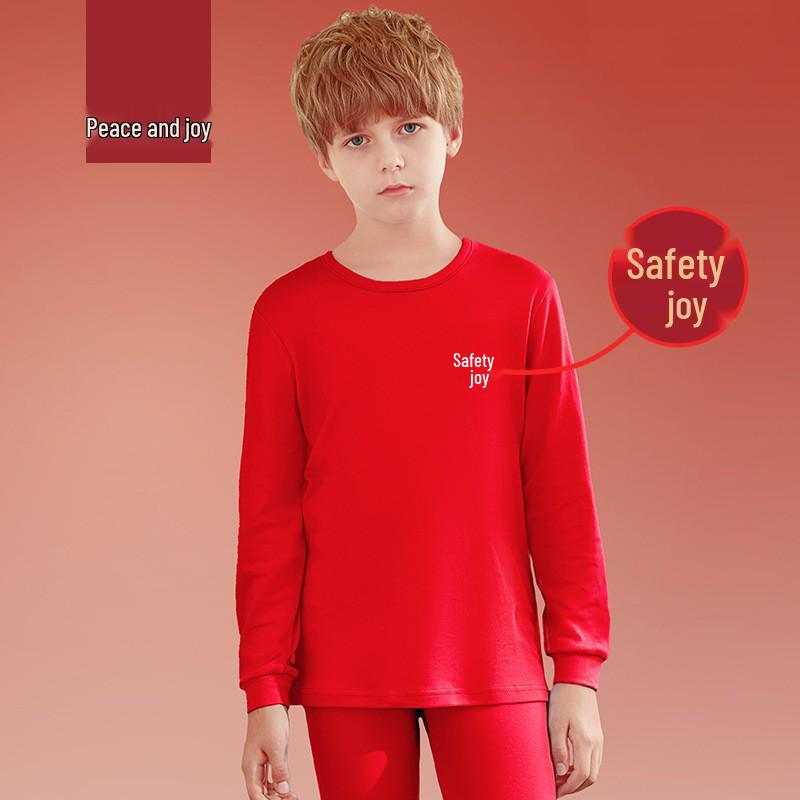 Children's 2026 Zodiac Red Cotton Long Johns Set - Boys & Girls Warm Autumn Underwear