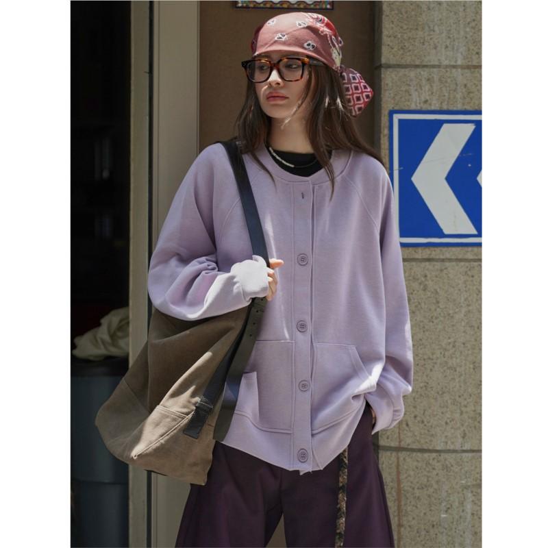 Johnature Autumn Korean Casual Baseball Cardigan Layered Women Jacket Loose Versatile Simple Coats