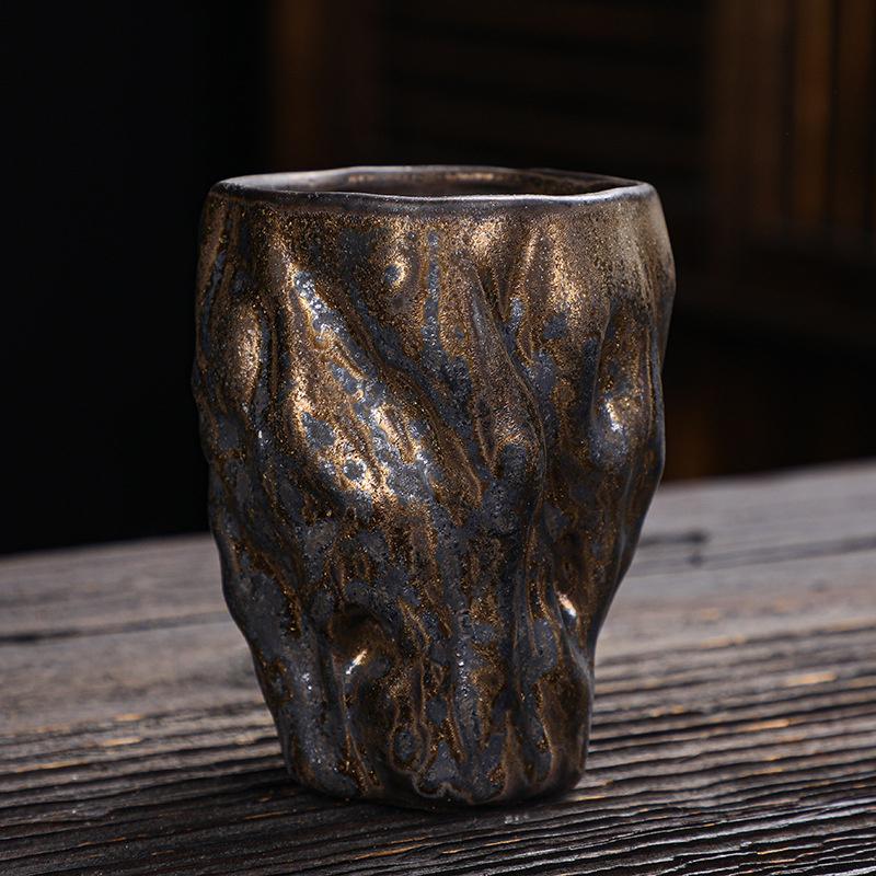150ml Japoński Imitacja Młotkowanej Ceramiki Nieregularny Kubek do Kawy Vintage Ceramiczny Kubek Mistrzowski Zestaw do Herbaty Kung Fu Filiżanka Naczynia do Picia