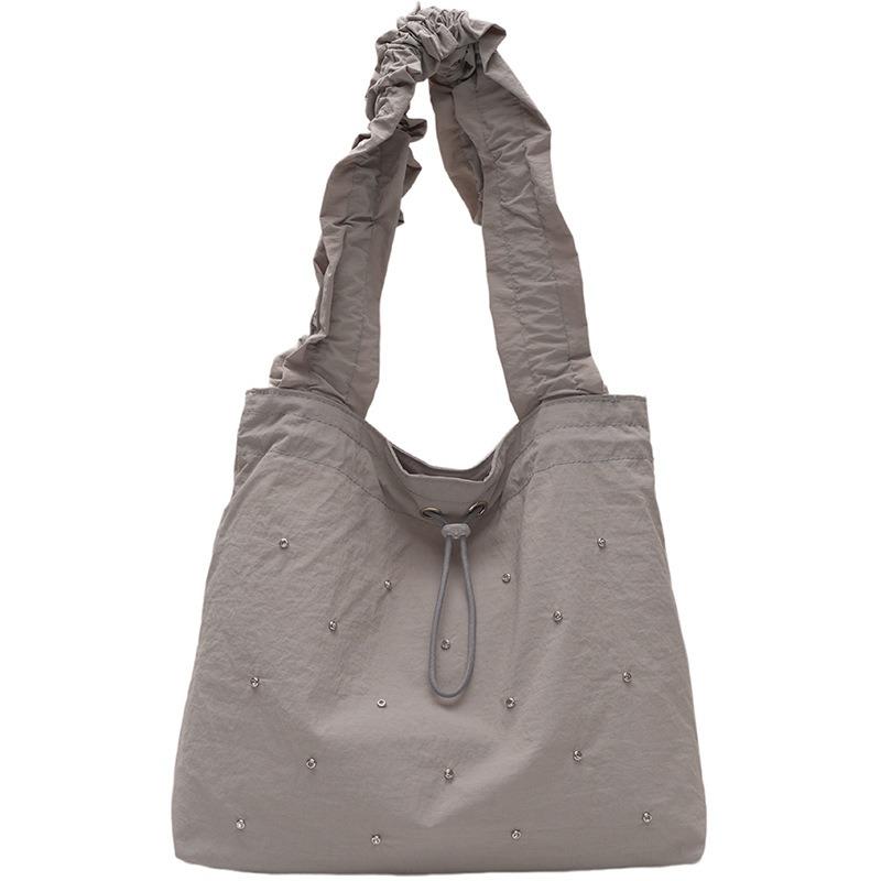 Niche nylon bag fresh new pleated tote bag fashionable versatile student large-capacity shoulder bag
