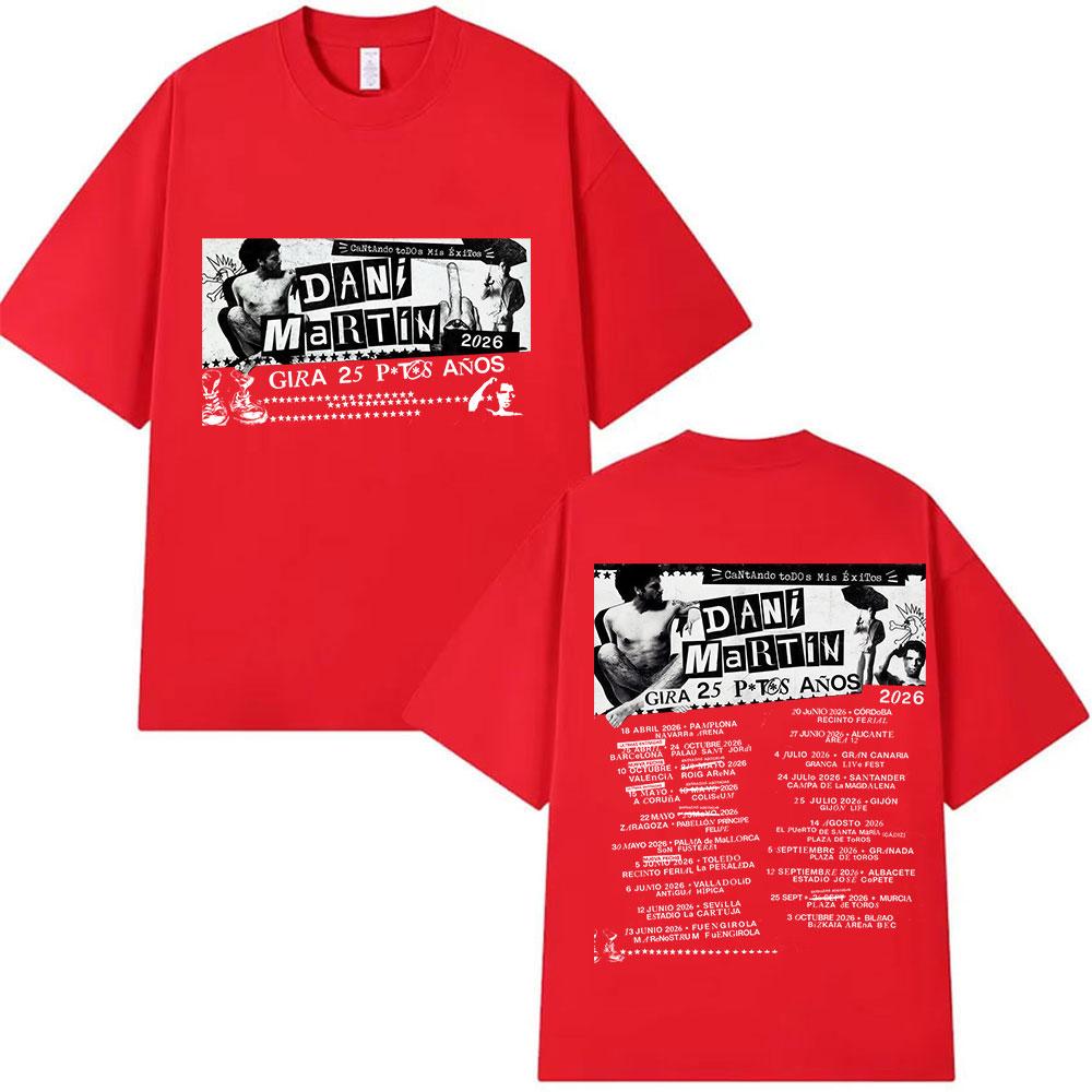 2025 Summer Rapper Dani Martin Tour Merch T-shirt Men s Fashion Summer Pure Cotton 100% Printed Loose Leisure Fashion T-shirt S