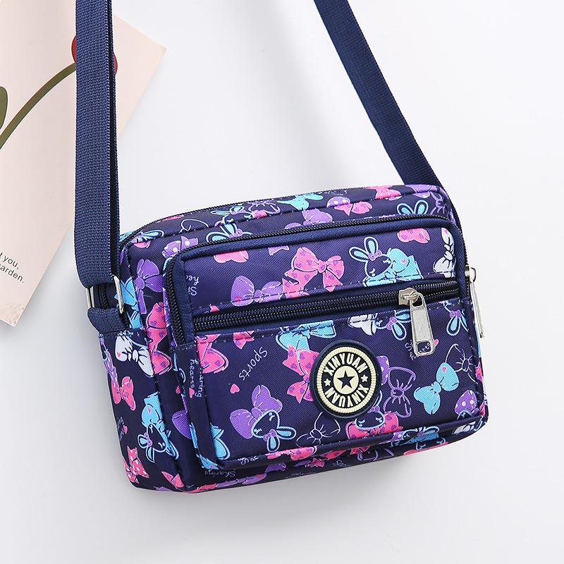 Wholesale New Flower Cloth Bag Oblique Span Bag Middle-aged and Elderly Bag Stall Night Market Oxford Cloth Shoulder Bag Women's Bag Canvas Bag