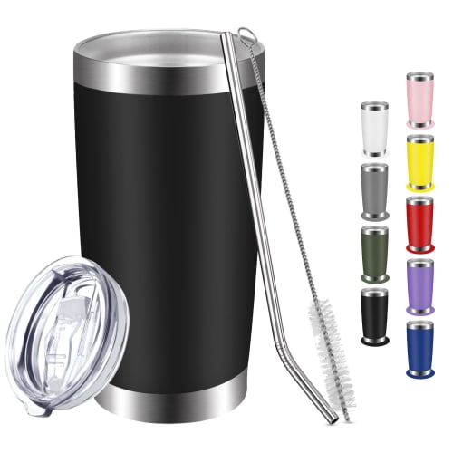 600ml Vacuum Insulated Stainless Steel Tumbler with Straw, Spill-Proof, Double-Walled Design, Wide Mouth, Direct Drinking, and Lid for Outdoor Use