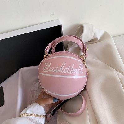 Basketball-Handtasche, kleine runde Tasche, Basketball-Tasche, Briefdruck, Umhängetasche