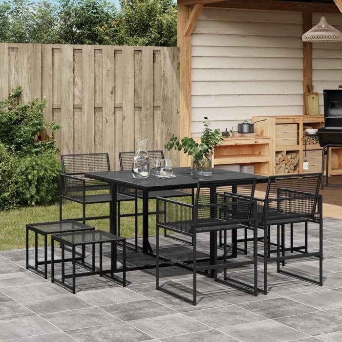 VidaXL Garden Dining Set 9 Pcs Black Wicker 3295053