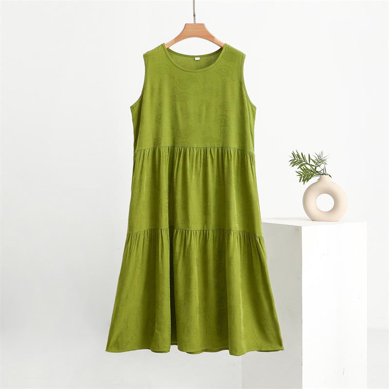 Jacquard Craft Cotton Silk Casual Women's Vest Dresses Dresses Thin Bottom Dresses Cotton Rayon Long Cake Dresses Beach Dresses