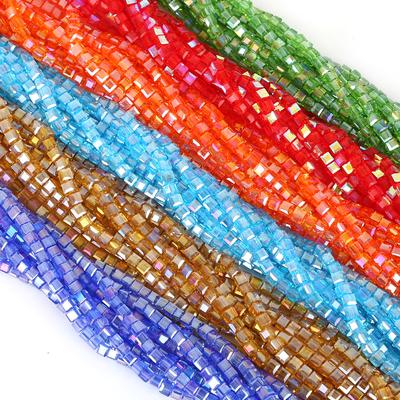 Perline di cristallo perline distanziatrici quadrate sciolte per la realizzazione di collane di braccialetti di gioielli fai da te