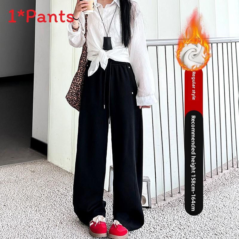 Fleece Wide Leg Pants For Women With High Waist And Casual Style
