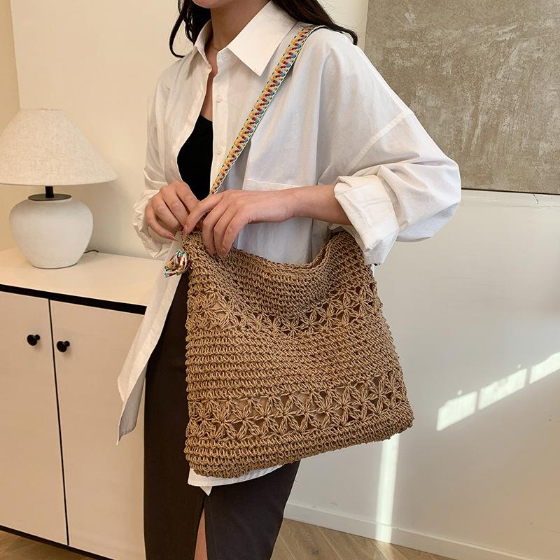 Holiday style going out woven bag women's new temperament simple shoulder bag foreign style versatile beach bag