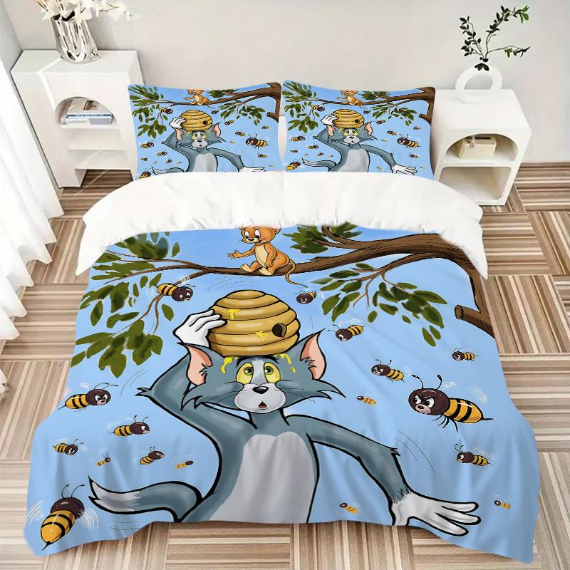 Tom Jerry Honey Hunt Print 3Pcs Bedding Setduvet Cover With 2 Bedropillowcase Home Birthday Gift