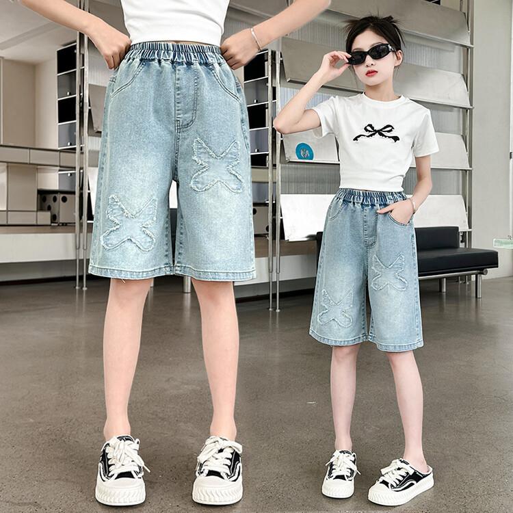 Summer Thin Pants Girls' Denim Shorts High Waisted Cropped Shorts Girls' Shorts Fashionable Outerwear