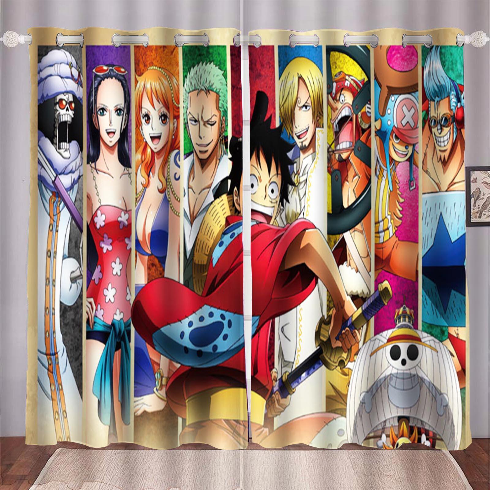 

Штора One Piece Monkey D Luffy Мультяшная Новый Мир Анимированная Модная Подходит для Спальни Детской Взрослой Комнаты Декорации Подарки 100x140cm&Grommet Top