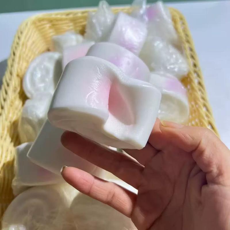 3Pc Kawaii Milk-Flavored Soft Pink Steamed Bun Bread Dessert Pu Slow Rebound Squeezing Fidget Toy Girls Kids Holiday Squshy Gift