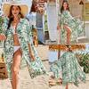 Printed Shirt Beach Jacket Bikini with Sun Protection Cardigan Vacation Swimsuit Blouse