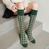 Colorful Spring Pattern  ins fashion Diamond plaid Knee socks women Party Queen knee-high stockings Over Knee long ladies girls