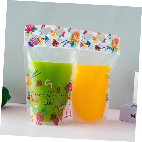 Minkissy 200-Piece Set of Disposable Drink Straws for Plastic Bottles, Long Colored Straws, Smoothie Bags, Juice Pouches, Zippered Storage Bags