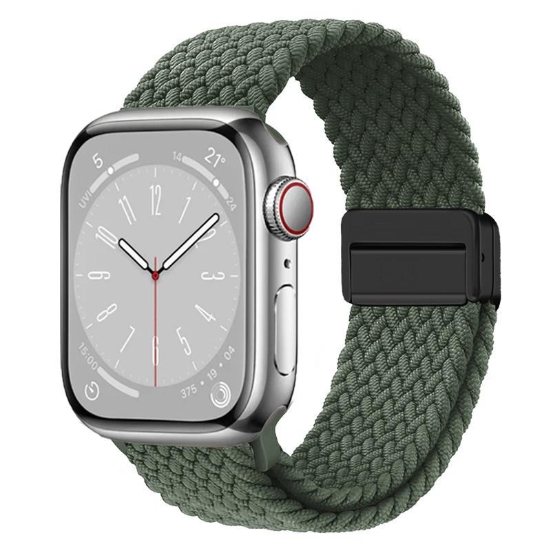 Geflochtenes Solo Loop-Armband aus Nylon für Apple Watch Band Ultra2 49 mm 9 8 7 41 mm Metall-Magnetarmband 45 mm 6 5 4 SE 44 mm verstellbarer elastischer iWatch-Gurt