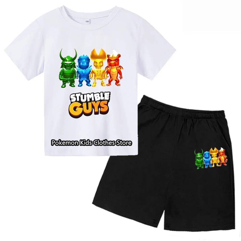 2025 New Stumble Guys TShirt Set Boys Cartoon Banana Casual Short Sleeve Tops Kids Girls Clothes Games T-Shirts Y2k Teen Tops