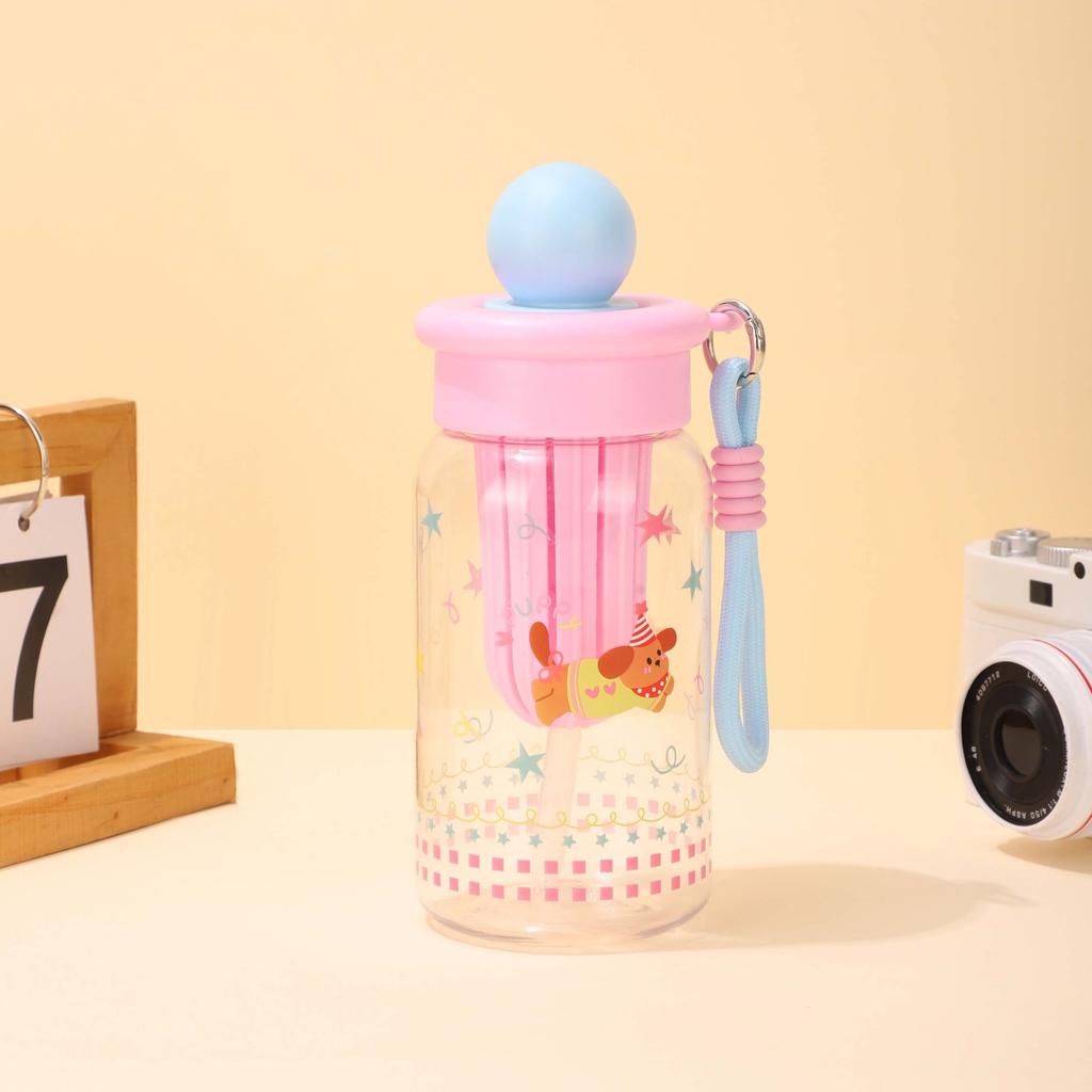 Water bottle high value large capacity summer water cup cartoon children straw cup outdoor portable plastic cup