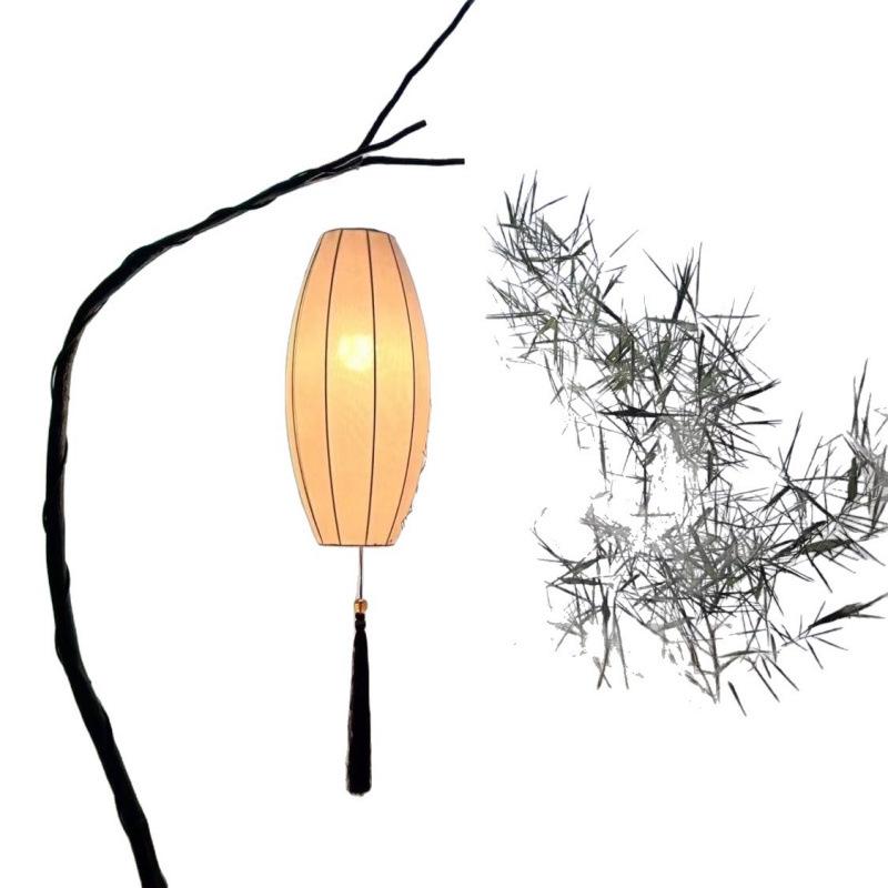Teahouse Study Atmosphere Wabi-sabi Lantern Floor Lamp with Retro Branch Design