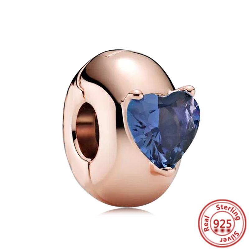 Fit Original Pantaro Charms Bracelet DIY Zircon 925 copper Blue Angel Wings Feathers Crown Star Moon Sun Clip Heart Shiny Beads