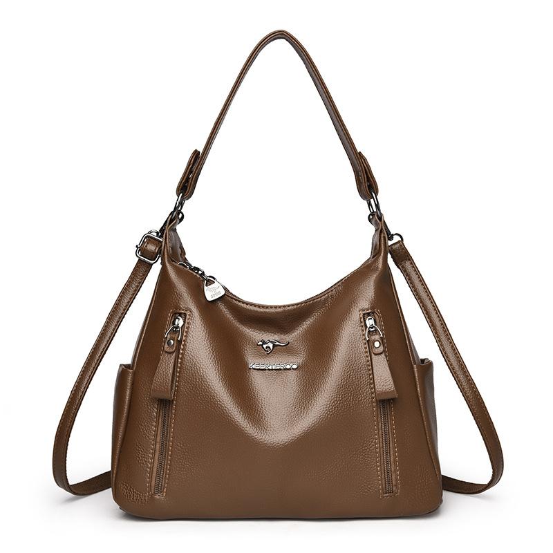 Weiche Lederschultertasche, Mom Bag, Große Kapazität Tote Bag, Umhängetasche, Vielseitige Tasche mit Großer Kapazität