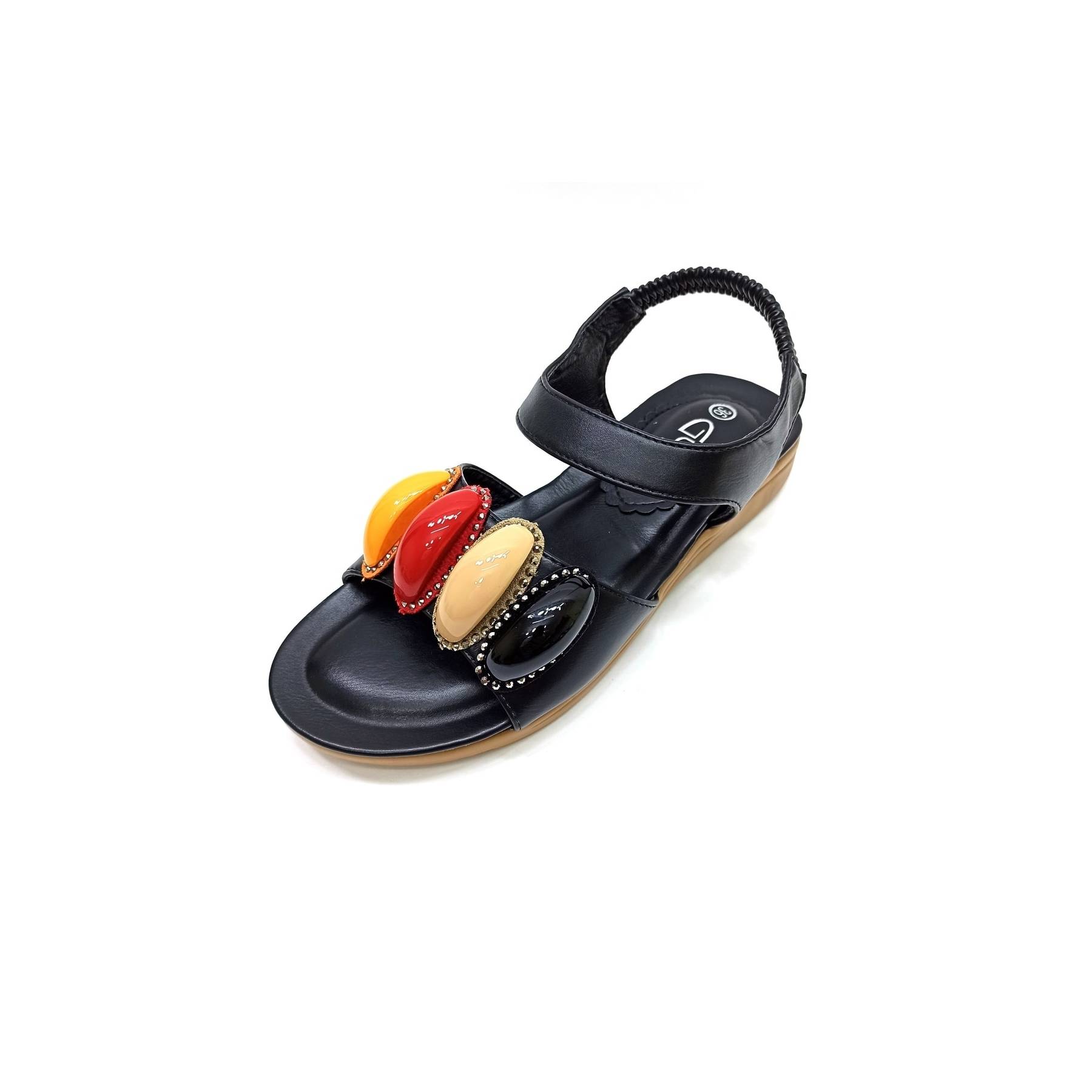 

Женские черные каменные сандалии Новые летние удобные дышащие повседневные качественные стильные легкие сандалии 39