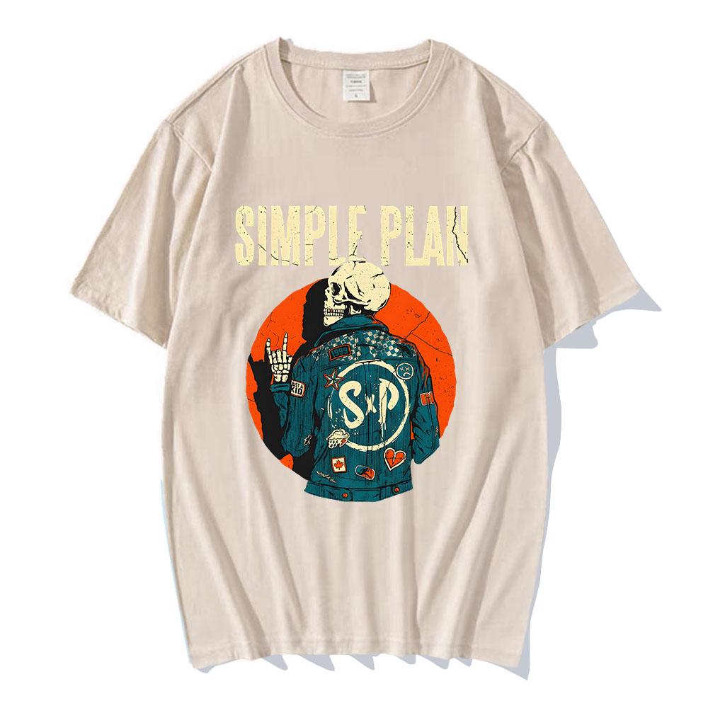 Sommer SKELETT JACKE T-SHIRT SIMPLE PLAN Band Design Druck T-Shirts Unisex Streetwear Rundhals Kurzarm Herren T-Shirts Grafik T-Shirt