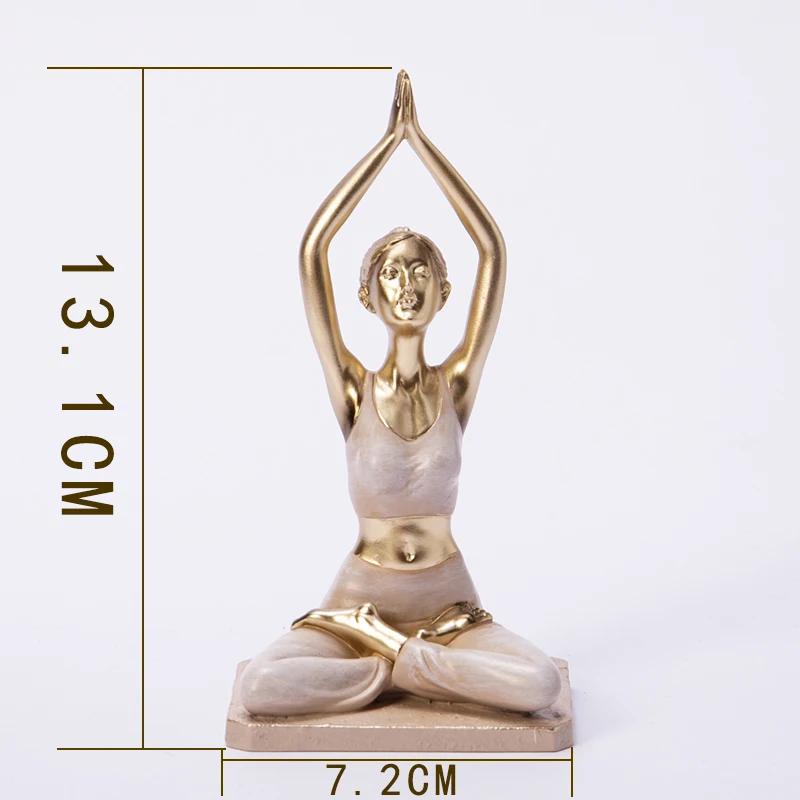 Creative Painted Yoga Girl Figures Statue Crafts Desk Decoration Yoga Sports Character Sculpture Ornaments Room Aesthetics Decor
