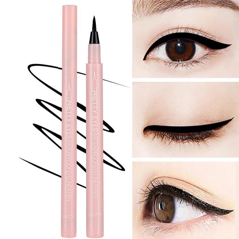 Waterproof Black Slim Eyeliner Pen - Smudge-Proof and Long-Lasting