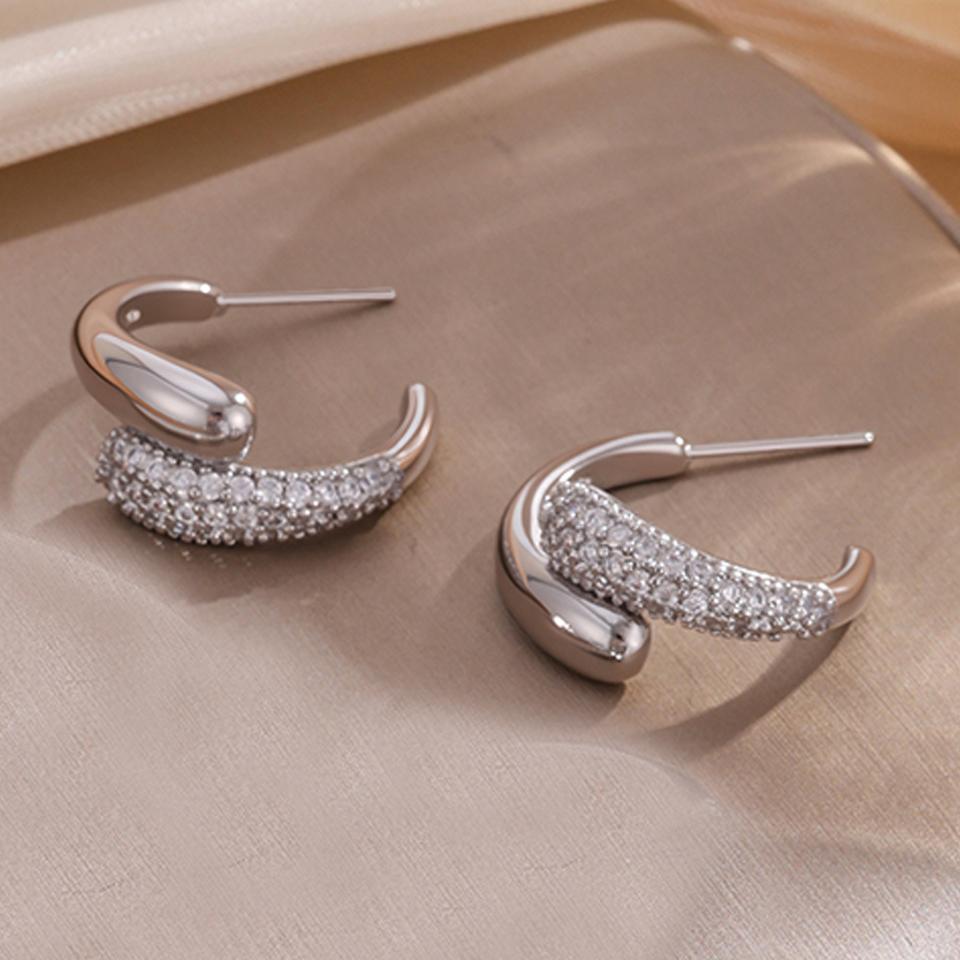 ZAKOL 3Pcs/Set Micro-inlaid Zircon Water Drop Open Bracelet Ring Earrings Set for Women Luxury Wedding Party Zircon Sets
