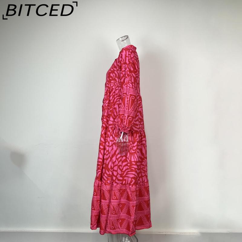 BITCED Spring Women's Wear: Elegant Commuter Fashion - Printed Loose-Fit Plus Size Dress