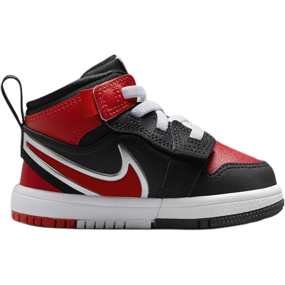 Air Jordan 1 Mid RM EasyOn TD Bred Dětské tenisky Černá Bílá Univerzitní červená FQ1283-006