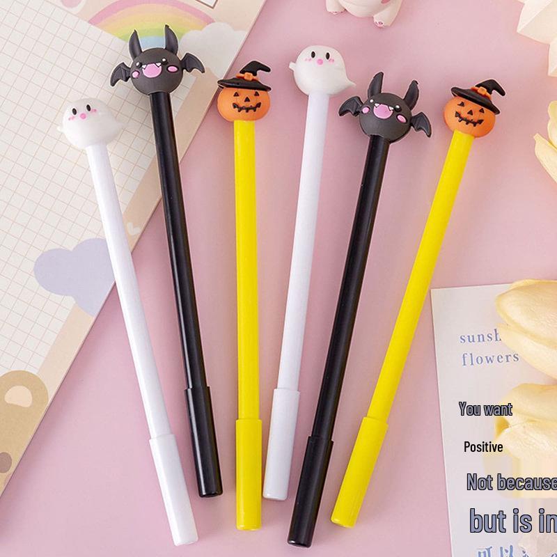 Halloween Cute Gel Pen with Pumpkin, Lantern, Bat, and Ghost Designs - Perfect for Students and Office Use