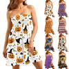 Women's Casual Strapless Halloween Printed Sleeveless Dress