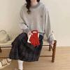 2026 Autumn Women's Korean Style Loose Color Block Knit Sweater
