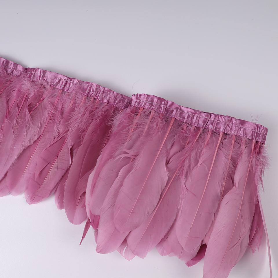 Bordures en Plumes d'Oie Ruban Franges 2 Yards/pièce Couture Artisanat Plume dans Robe Jupe Décoration Murale pour Vêtements de Fête