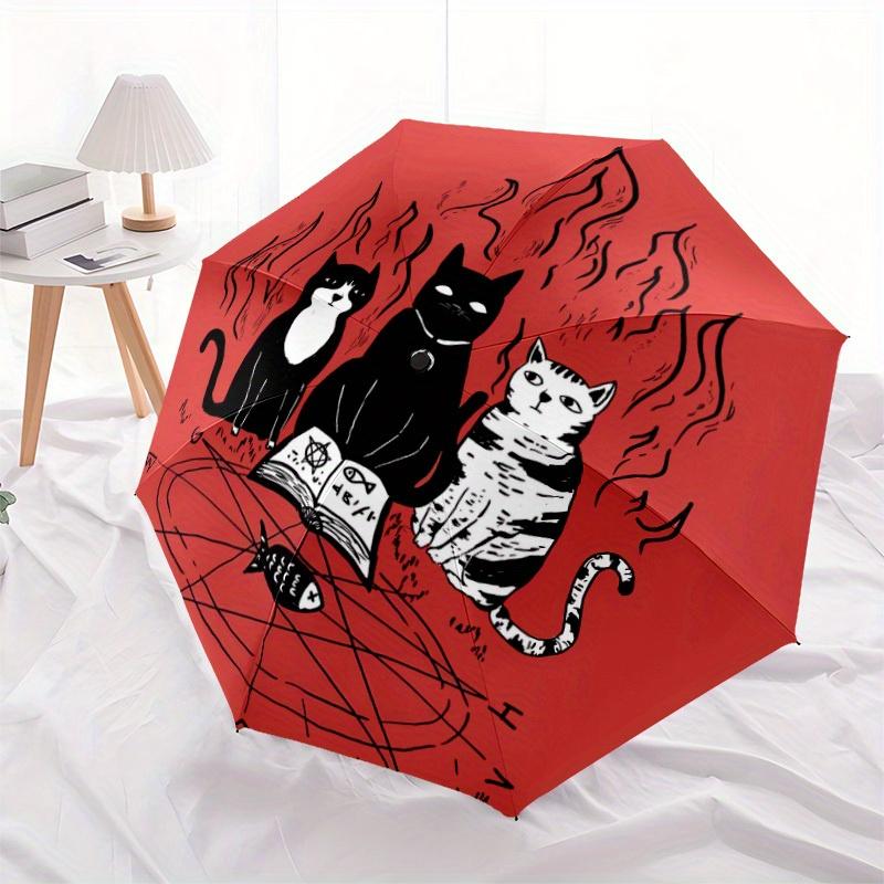 1pc Witchcraft Feline Automatic Open/Close Umbrella, Portable Folding Umbrella for Travel, Themed Events, It is suitable as a gift for various festiva