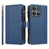 For Motorola Edge 60 Pro 5G Leather Case 9 Card Slots Zipper Wallet Stand Phone Cover with Wrist Strap