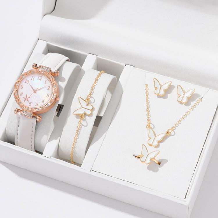 Jewelry and Butterfly Watch Set Trendy Alloy Jewelry Elegant Alloy Accessories Alloy Texture Perfect for Women Fashion