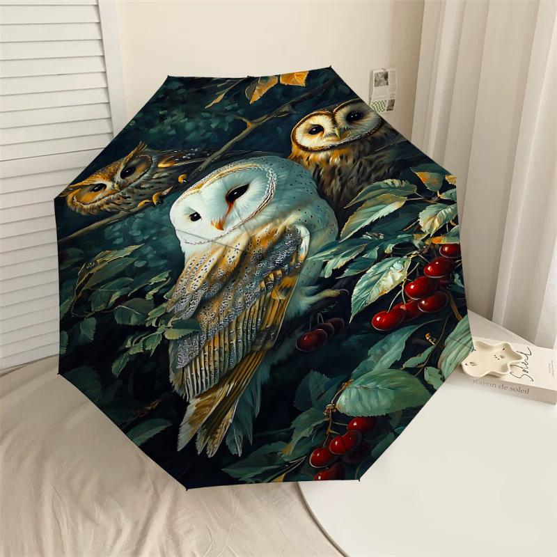 

1PC Owl Cherry Umbrella-8-Rib Reinforced, Automatic Open, Lightweight & Durable, Cute Fashion Accessory for Outdoor-P104