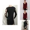 Stylish Black Casual V Neck Short Front Long Back Hollow Out T Shirt For Women