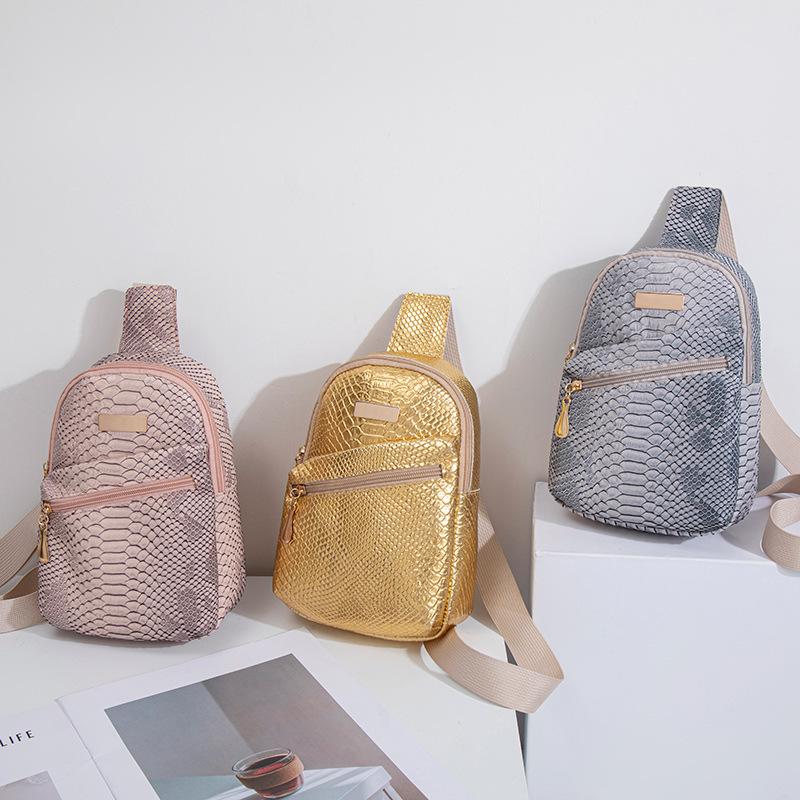 Crocodile Pattern Chest Bag New Korean Fashion Shoulder Bag Large Capacity Mobile Phone Bag Women's Crossbody Small Shoulder Bag