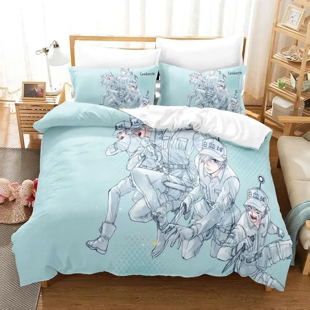

SkinFriendly Lightweight Single Twin Full Queen King Cells At Work Size Bed Adult Kid Bedroom Duvetcover Sets 3D Print Anime Quilt Comforter (quilt)-EU Single(135*200cm)3pcs