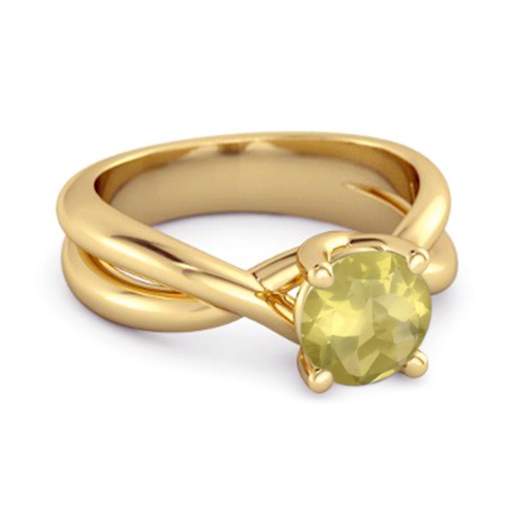 Lemon Quartz Crisscross Band Ring - 925 Sterling Silver Gold Vermeil